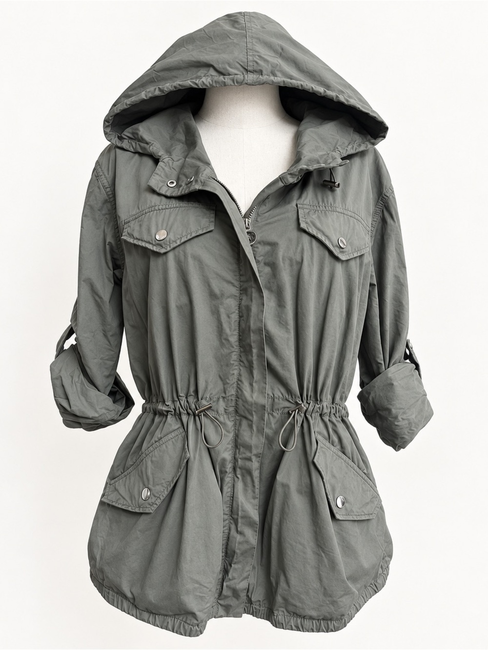 Michael Kors Utility Anorak Womens M Olive Hooded Outdoor Casual
